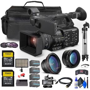 Sony HXR-NX800 4K HDR 1" Sensor NXCAM Camcorder + 3 x BP-U35 Battery + 2 x 64GB SF-M Tough Series Memory Card + Large Case + LED Light + Telephoto Lens + Card Reader + Filter Kit + More (Renewed)