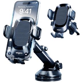 Pioneer Car Phone Holder Mount [3-in-1Design, 2024 Upgrade] Universal Cell Phone Stand for Dashboard/Windshield/Air Vent, Fit for iPhone 16 15 14 13 12 and All Smartphones, Fiber Panel