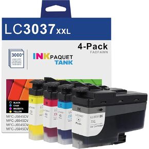 LC3037 XXL Super High-Yield Ink Cartridges Black/Cyan/Magenta/Yellow (4-Pack) - LC3037XXL Ink Cartridges Replacement for Brother Ink LC3037 MFC-J5845DW MFC-J6945DW MFC-J6545DW MFC-J5945DW Printer