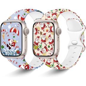 2 Pack Halloween Watch Bands Compatible with Apple Watch Band 41mm 40mm 38mm, Soft Silicone Replacement Strap for Women Men, Sport Wristband Bracelet for iWatch Series 9/8/7/6/5/4/3/2/1/SE