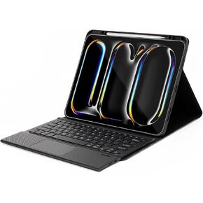 SaharaCase Navigate Series Keyboard Case with TrackPad for Apple iPad Pro 13-inch M4 (2024) - Integrated Kickstand, Built-in Track Pad, Removable Backlit Keyboard - Black
