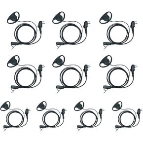 D Shape Earpiece Headset with PTT Mic Compatible with HYT Hytera BD502 BD502i PD502 PD562 TC-508 TC-580 Walkie Talkie Radio 10Pack