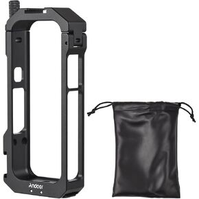Andoer Panoramic Camera Video Cage Aluminum Alloy with Dual Cold Shoe Mounts Metal Protective Frame Camera Cage Vlog Accessories Compatible with Insta360 X3