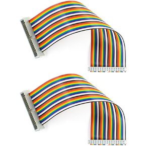 2pcs IDC GPIO Ribbon Cable 40Pin Male to Female 8inch Breadboard Jumper Wires for Connection Raspberry Pi 3 2 B B+ w/ 3.5/5 inch TFT Touch Screen LCD Display