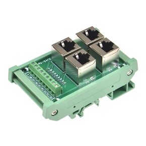 RJ45 8P8C DIN لوحة توزيع موصل إيثرنت للسكك الحديدية، اتصال متوازي بأربعة اتجاهات RJ45 موصل كتلة طرفية بمقبس رأسي