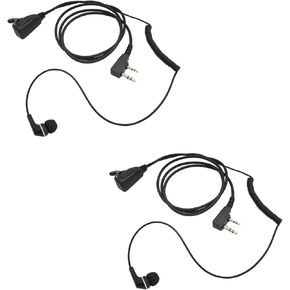 Walkie Talkie Headset with Mic Bulk 2 Pack Small Ears Ear Piece Earpiece Wired Earbud in-Ear Earphone for Baofeng Kenwood Retevis Samcom 2 Pin K Head Intercom Radios