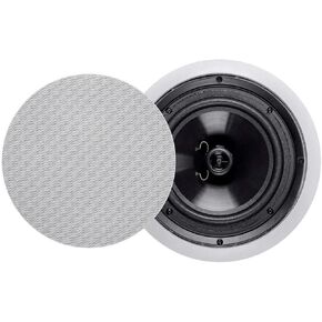 Monoprice 2-Way Polypropylene Ceiling Speakers - 8 Inch, Pair, with Paintable Grille, 100 Watt Peak Power - Aria Series