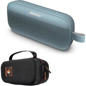 Bose SoundLink Flex Bluetooth Speaker, Portable Speaker with Microphone, Wireless Waterproof Speaker for Travel, Outdoor and Pool Use with Slinger Hard Travel Case & USB Plug (Stone Blue)