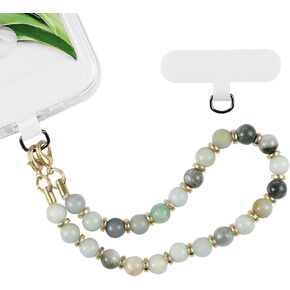 Marble Beaded Phone Wrist Strap, Phone Chain Strap with Tether Tab Hands-Free Wrist Strap Phone Chain Strapfor Women（Amazonite）