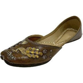 Stop n Style Women Leather Designer Punjabi Juttis Traditional Khussa Ethnic Mojari Handmade Shoes