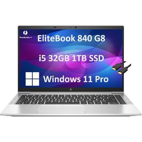 Hp EliteBook 840 G8 Business Laptop (14" Fhd, Intel 4-Core i5-1135G7, 32Gb Ram, 1Tb ssd), Thunderbolt 4, Webcam, 3-Yr Warranty, Ist Cable, Win 11 Pro