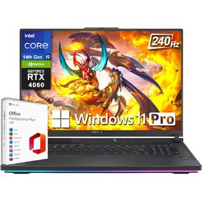 ASUS ROG Strix G18 Gaming Laptop, Intel i9 14900HX (24-Core), 64GB DDR5 RAM, 2TB SSD, 18" 2.5K 240Hz Display, Backlit, GeForce RTX 4060, Wi-Fi 6E, Microsoft Office Lifetime License & Windows 11 Pro