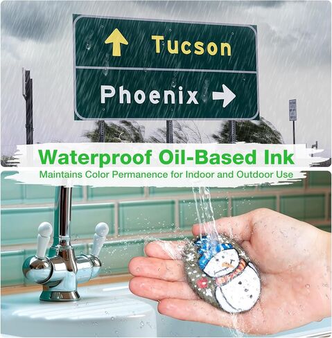 علامة بيضاء دائمة مقاومة للماء - 8 علامات طلاء بيضاء للأسطح المعدنية إطار ورق أسود من الخشب والبلاستيك والصخور، علامة بيضاء دائمة، علامات طلاء زيتية بيضاء متوسطة الطرف in Kuwait