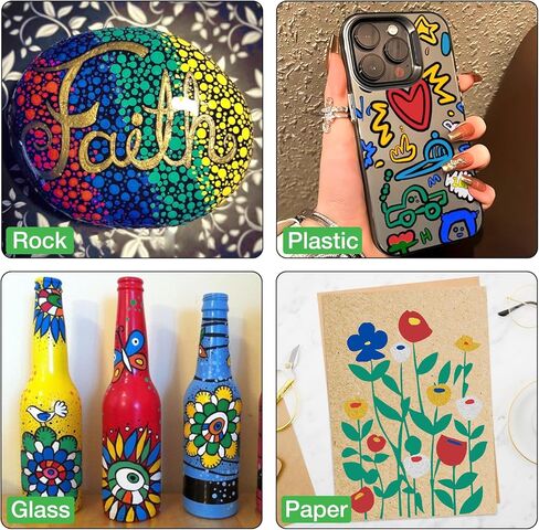 علامة بيضاء دائمة مقاومة للماء - 8 علامات طلاء بيضاء للأسطح المعدنية إطار ورق أسود من الخشب والبلاستيك والصخور، علامة بيضاء دائمة، علامات طلاء زيتية بيضاء متوسطة الطرف in Kuwait