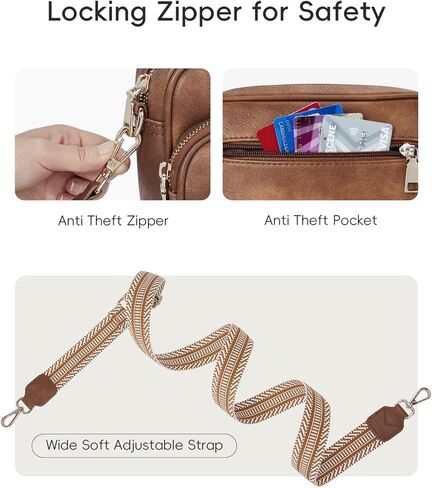 CHOLISS Small Crossbody Bags for Women, Leather Purses Designer Shoulder Handbags w/Adjustable Wide Strap Credit Card Slots in Kuwait