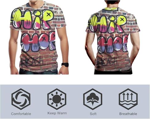 Men's Novelty Tshirt Hip Hop Graffiti Graphic 3D Print Fashion T Shirts in Saudi Arabia