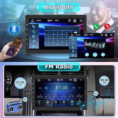 NHOPEEW Single Din Touchscreen Radio with Carplay and Android Auto - 10.1 Inch Detachable Screen Car Stereo - Mirror Link/EQ Audio/SWC/Bluetooth/FM + 12 LEDs Backup Camera & MIC in Saudi Arabia