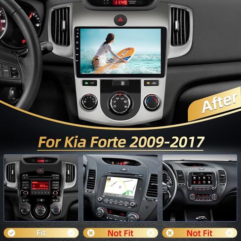 2+64G EKAT Android Car Stereo for Kia Forte 2009-2017 - Carplay اللاسلكي وAndroid Auto - راديو بشاشة لمس 9 بوصة مع EQ DSP، GPS، WiFi، FM/RDS + كاميرا الرؤية الخلفية AHD in Saudi Arabia