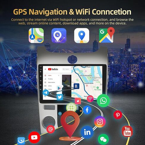 2+64G EKAT Android Car Stereo for Kia Forte 2009-2017 - Carplay اللاسلكي وAndroid Auto - راديو بشاشة لمس 9 بوصة مع EQ DSP، GPS، WiFi، FM/RDS + كاميرا الرؤية الخلفية AHD in Saudi Arabia