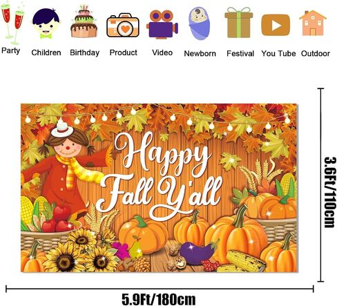 لافتة Happy Fall Yall كبيرة مقاس 71 بوصة × 43 بوصة، لافتة ديكورات مهرجان الخريف، لافتة مهرجان الخريف لديكورات لوحة إعلانات الخريف، ديكورات حفلات الخريف لمكتب الفصل الدراسي in Kuwait
