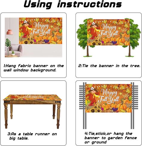 لافتة Happy Fall Yall كبيرة مقاس 71 بوصة × 43 بوصة، لافتة ديكورات مهرجان الخريف، لافتة مهرجان الخريف لديكورات لوحة إعلانات الخريف، ديكورات حفلات الخريف لمكتب الفصل الدراسي in Kuwait