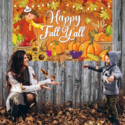 لافتة Happy Fall Yall كبيرة مقاس 71 بوصة × 43 بوصة، لافتة ديكورات مهرجان الخريف، لافتة مهرجان الخريف لديكورات لوحة إعلانات الخريف، ديكورات حفلات الخريف لمكتب الفصل الدراسي in Kuwait