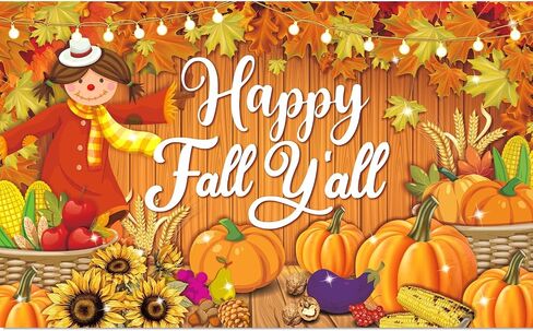 لافتة Happy Fall Yall كبيرة مقاس 71 بوصة × 43 بوصة، لافتة ديكورات مهرجان الخريف، لافتة مهرجان الخريف لديكورات لوحة إعلانات الخريف، ديكورات حفلات الخريف لمكتب الفصل الدراسي in Kuwait