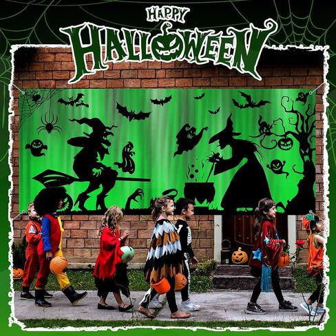 Preboun 7 x 16 ft Halloween Garage Door Decorations Large Double Garage Door Cover Ghost Bat Garage Door Banner Large Backdrop with Grommets for Halloween Yard Front Porch Wall Decorations(Monster) in Saudi Arabia