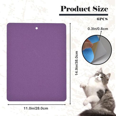 6 PCS Cat Nail File Scratcher,11.0x14.9''Nail File for Cats Scratch Liner,Cat Nail Scratching Strips with Hanging Hole Peel Stick Kitten Scratching Manicure Sandpaper for Litter Box(Black) in Saudi Arabia
