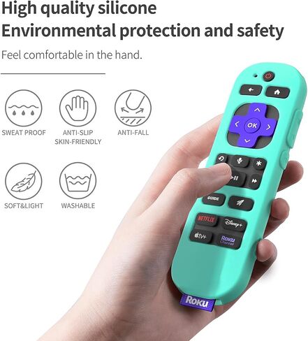 Silicone Cover for Roku Voice Remote Pro 2nd Ed. Roku Remote Control RCB1R Protective Silicone Case Sleeve Shockproof Skin for Roku Remote with Lanyard (Mint) in Saudi Arabia
