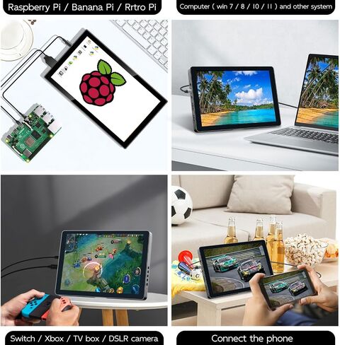 10.1Inch Touchscreens Small Mini Portable Monitor with Built-in Speakers and Tripod1920x120016:10 HD 60Hz IPS Panel HDMI，Compatible with PS4/PS5/XBOX/Switch/Raspberry Pi in Saudi Arabia