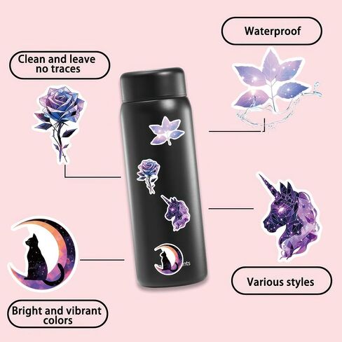 Goth Stickers 50 Pcs Fantasy Stickers Purple Sticker Packs Aesthetic Art Stickers for Water Bottles Aesthetic Galaxy Stickers Vaporwave Stickers Waterproof in Saudi Arabia