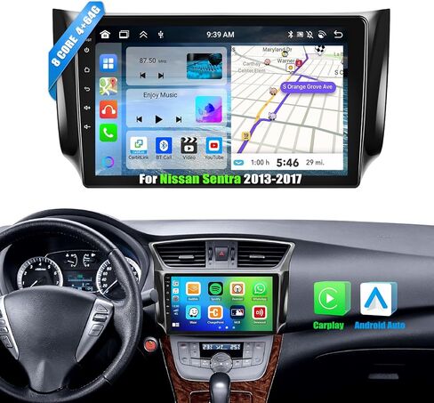 [8 Core 4G+64G] ستيريو سيارة Android 13 لسيارة Nissan Sentra 2013-2017 مع Apple Carplay Android Auto، وراديو سيارة بشاشة لمس 9 بوصات مع WiFi، ونظام تحديد المواقع العالمي (GPS)، وبلوتوث، وFM/RDS، وSWC+كاميرا احتياطية in Saudi Arabia