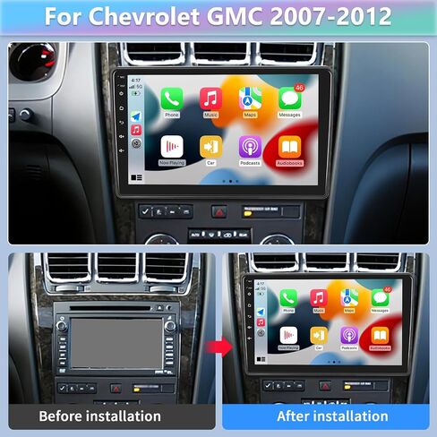 Podofo【Upgrade 2+64G】 Wireless Carplay Android Auto Car Stereo for Chevrolet/GMC/Buick 2007-2012,10.1" IPS Touchscreen Car Radio Receiver with Bluetooth/GPS/Mirror Link/SWC/WiFi+MIC+AHD Backup Camera in Saudi Arabia