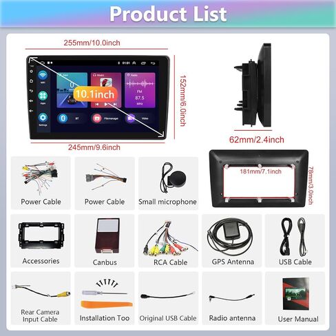 Podofo【Upgrade 2+64G】 Wireless Carplay Android Auto Car Stereo for Chevrolet/GMC/Buick 2007-2012,10.1" IPS Touchscreen Car Radio Receiver with Bluetooth/GPS/Mirror Link/SWC/WiFi+MIC+AHD Backup Camera in Saudi Arabia