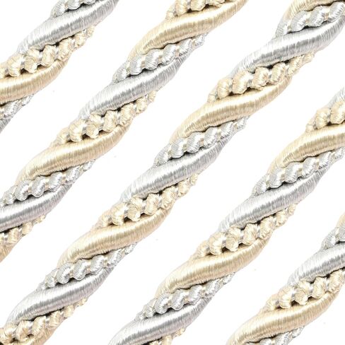 10 ياردة 3/8 بوصة (1 سم) حبل حبل ملتوي من النايلون الملتوي سلسلة خيط لديكور المنزل، وصناعة الحرف اليدوية وصياغة الأزياء (مزيج بيج #552) in Kuwait