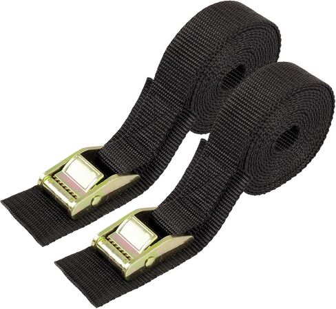 حزام جلد، أشرطة ربط للأسفل، حزام كاياك قوي، مشبك قفل كام سميك 40.64 سم × 2.54 سم، عبوتان (أسود) in Kuwait