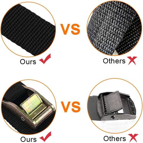 حزام جلد، أشرطة ربط للأسفل، حزام كاياك قوي، مشبك قفل كام سميك 40.64 سم × 2.54 سم، عبوتان (أسود) in Kuwait