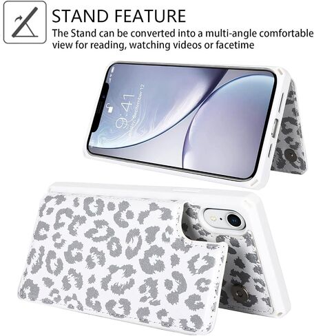 Cavor for iPhone Xr Case with Card Holder,iPhone Xr Wallet Case for Women,Phone Case iPhone Xr Case with Strap,Crossbody Lanyard and Wristlet,Leather Zipper Pocket Case-Cream in Saudi Arabia