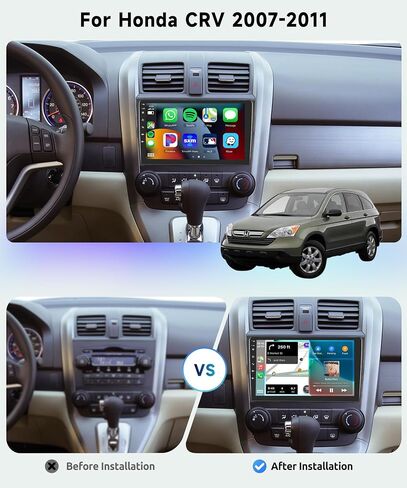 8 CORE 6G+128G Car Radio for Honda CRV 2007 2008 2009 2010 2011 with Wireless Apple CarPlay/Android Auto, 9 inch 1280 * 720P IPS Touch Screen Stereo Android 13 GPS WiFi Bluetooth DSP SWC HD Camera in Saudi Arabia