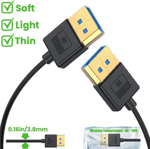 كابل سيليكون DisplayPort UHD بطول 1 قدم، سلك HDMI DisplayPort 1.4 فولت رفيع للغاية، OD 3.8 مم، زاوية يسار ذكر إلى ذكر مستقيم DP 32.4 جيجابت في الثانية كابل فائق السرعة، 8K@60 هرتز in Kuwait