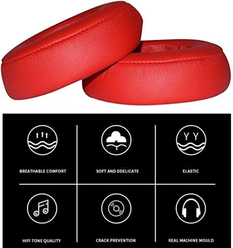 وسائد أذن بديلة من Pro Headphones متوافقة مع سماعات Monster Beats من Dr Dre Pro Detox فوق الأذن (أحمر) in Saudi Arabia
