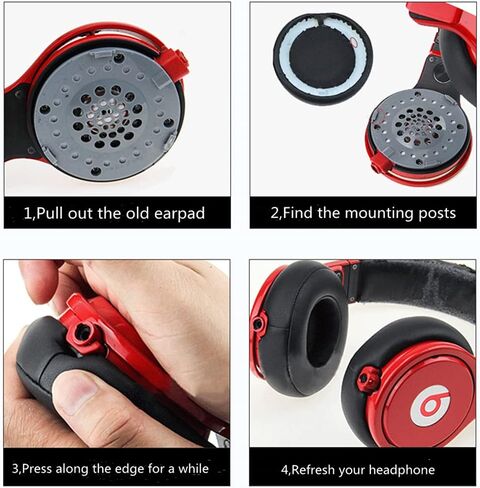 وسائد أذن بديلة من Pro Headphones متوافقة مع سماعات Monster Beats من Dr Dre Pro Detox فوق الأذن (أحمر) in Saudi Arabia