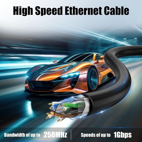 كابل إيثرنت Cat 6 بطول 100 قدم خارجي، كابل Cat 6 محمي FTP 23AWG، عالي التحمل، مقاوم للماء، دفن مباشر، داخلي، كابل شبكة إنترنت LAN مقاوم للأشعة فوق البنفسجية بطول 100 قدم بدون أطراف لمودم ألعاب جهاز التوجيه، CCA in Kuwait