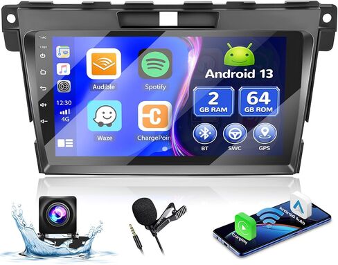 2+64G Android 13 Carplay Radio Touch Screen Car Stereo for Mazda CX7 2006-2012, 9'' HD Compatible with Android Auto, AHD Backup Camera, Mirror Link, GPS, WiFi, FM RDS in Saudi Arabia