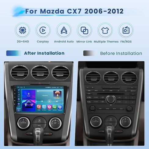 2+64G Android 13 Carplay Radio Touch Screen Car Stereo for Mazda CX7 2006-2012, 9'' HD Compatible with Android Auto, AHD Backup Camera, Mirror Link, GPS, WiFi, FM RDS in Saudi Arabia