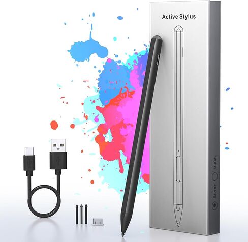 قلم لمس لجهاز Microsoft Surface - ضغط إمالة 4096 + غطاء قلم شاشة تعمل باللمس + عمر بطارية 75 يومًا، قلم عمل لجهاز Surface Pro 9/8/7/6/5/4/3/X، Surface Go 3/Book 4/Book 3/ لاب توب 5 / لاب توب 4/3 / ستوديو 2 in Kuwait