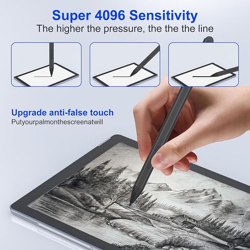 قلم لمس لجهاز Microsoft Surface - ضغط إمالة 4096 + غطاء قلم شاشة تعمل باللمس + عمر بطارية 75 يومًا، قلم عمل لجهاز Surface Pro 9/8/7/6/5/4/3/X، Surface Go 3/Book 4/Book 3/ لاب توب 5 / لاب توب 4/3 / ستوديو 2 in Kuwait