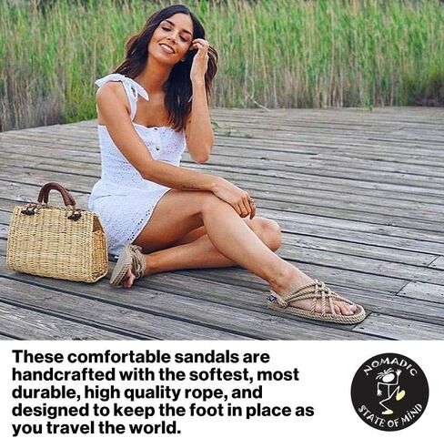 Nomadic State of Mind Rope Sandals, Double Buckle Sandals For Men and Women, Unisex, Handmade Shoes with Non-Slip Sole, Straw Sandals in Saudi Arabia