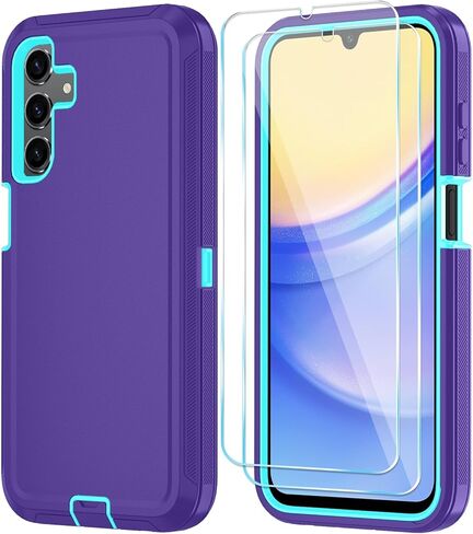 حافظة هاتف Qinmay لهاتف Samsung Galaxy A25 5G مع واقي شاشة HD، حافظة هاتف متينة مقاومة للصدمات والسقوط من 3 طبقات لهاتف Galaxy A25 (WineRedPink) in Kuwait